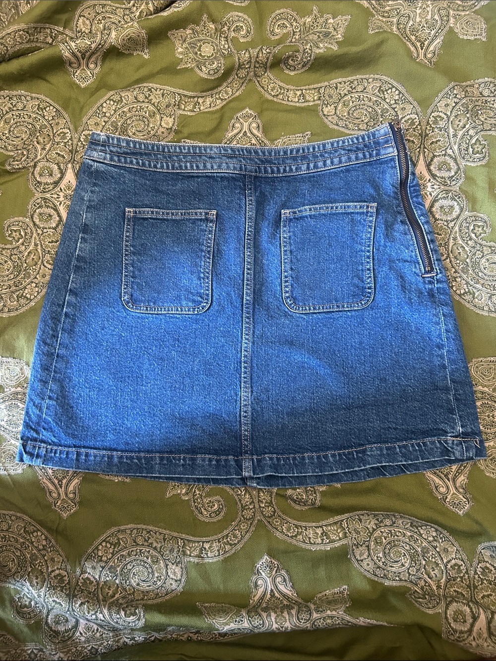 LOFT Blue Denim Mini Skirt with Patch Pockets